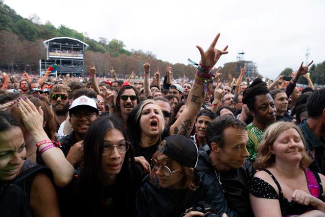 Lors du concert du groupe The Offspring, au festival Rock en Seine, à Saint-Cloud (Hauts-de-Seine), le 24 août 2024.