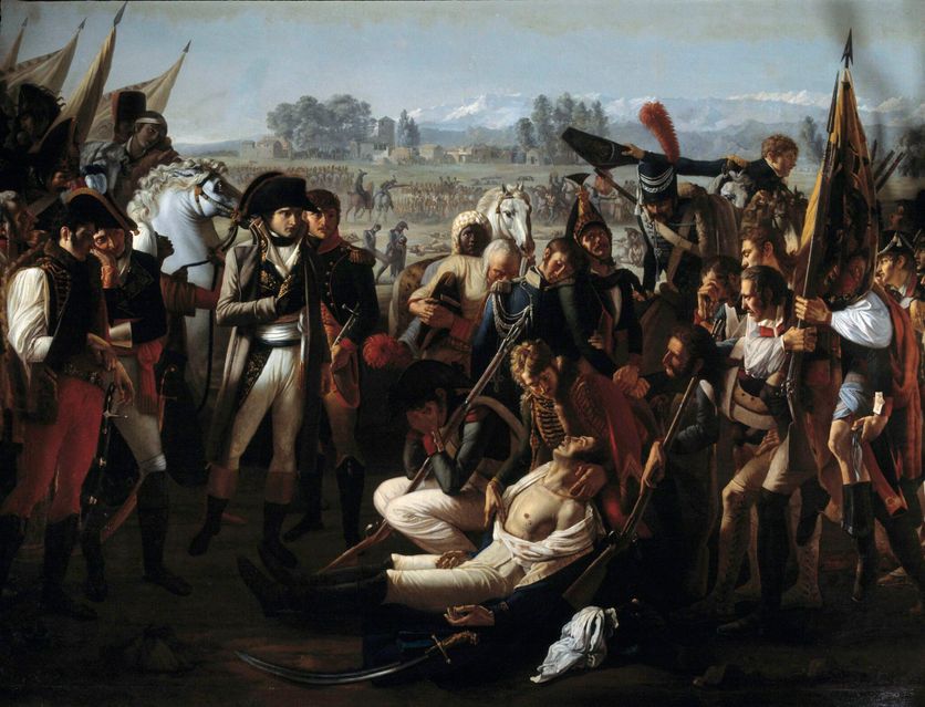 Détail de la peinture « Mort du général Desaix à la bataille de Marengo » par Jean Broc.