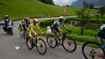 Lors de la 9e étape du Tour de France femmes, le 3 août 2025. (JULIEN DE ROSA / AFP)