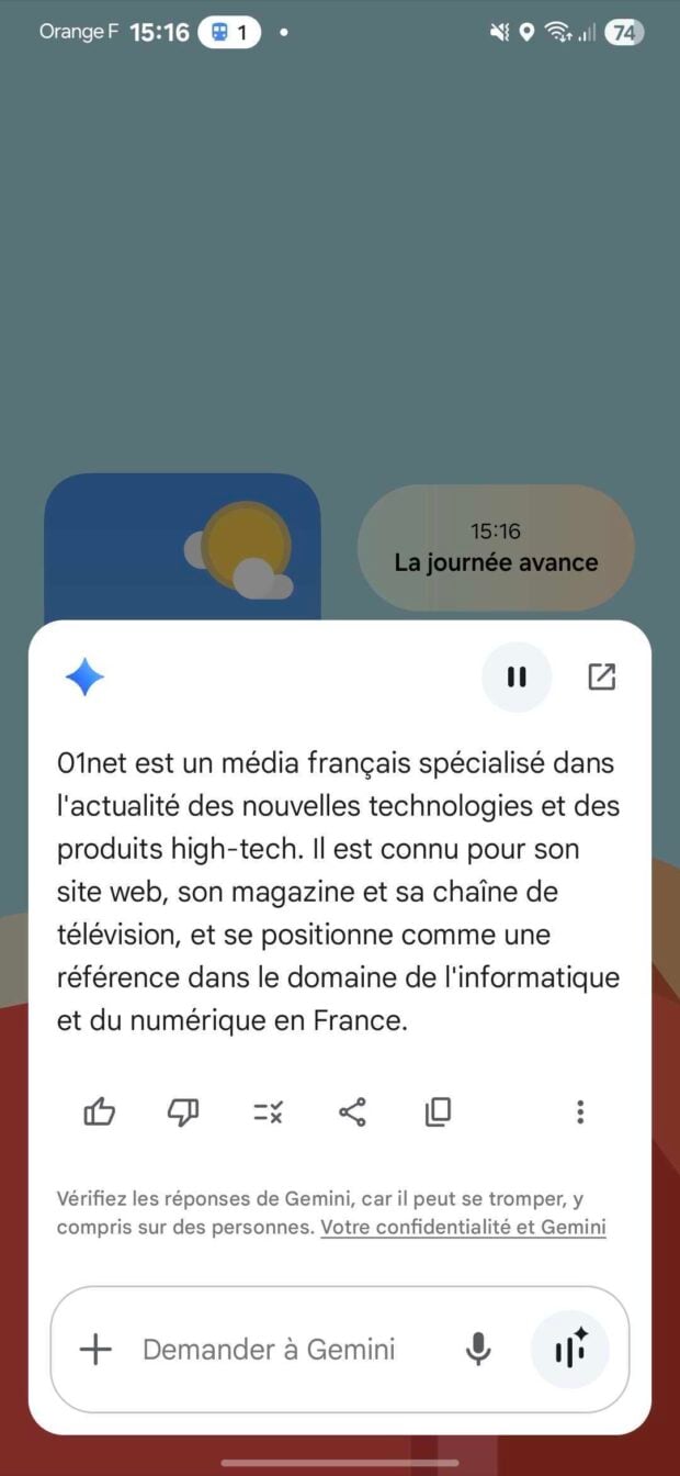 Intégration de Gemini sur smartphone