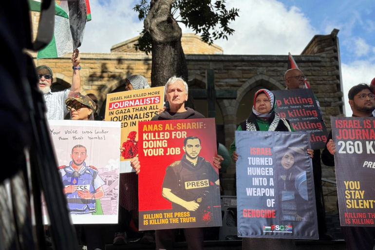 Veillée des journalistes au Cap en solidarité avec Gaza