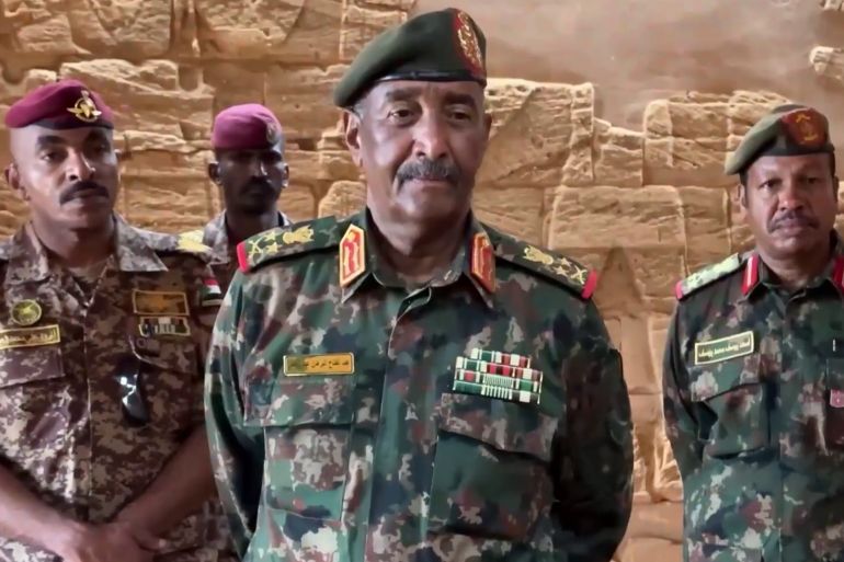 Le président du Conseil de souveraineté soudanais Abdel Fattah al-Burhan lors d'un discours