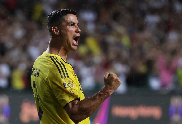 Cristiano Ronaldo célèbre un but lors de la séance de tirs au but