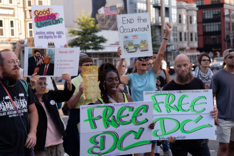 Manifestation contre l'utilisation de la Garde nationale à Washington DC