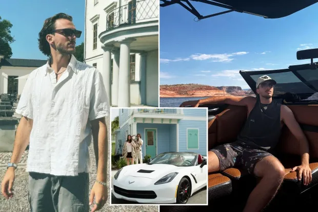 Pierce Woodward avec sa Corvette décapotable