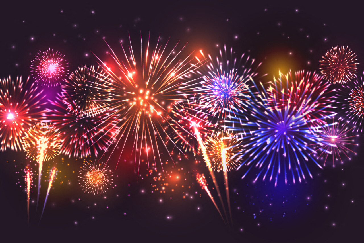 Feu d'artifice sur fond de peinture à Offranville
