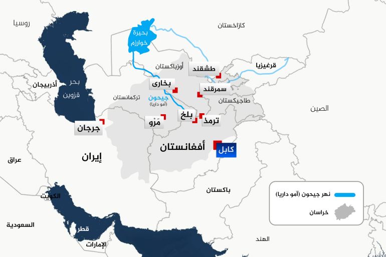 Carte des provinces de l'Afghanistan et régions avoisinantes