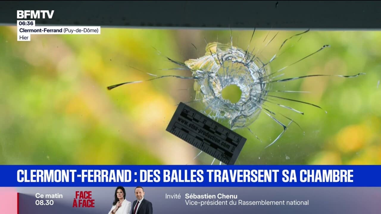Vue d’un appartement touché par des balles à Clermont-Ferrand