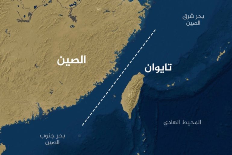 Carte : Taïwan, Chine continentale et ligne médiane