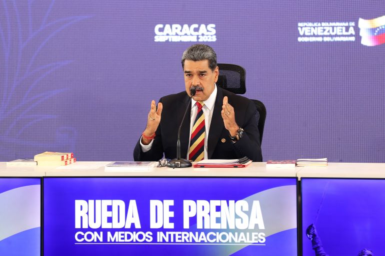 Nicolás Maduro lors d'une conférence de presse à Caracas