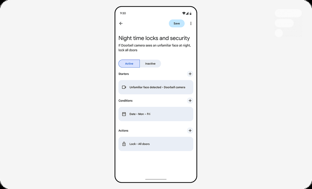 Capture de l’éditeur d’automatisation Google Home