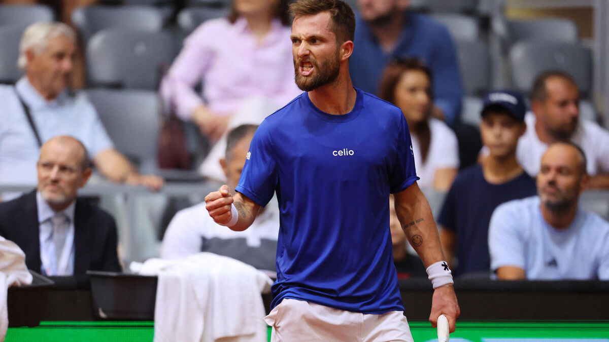 Moutet contre Cilic lors du duel en Croatie