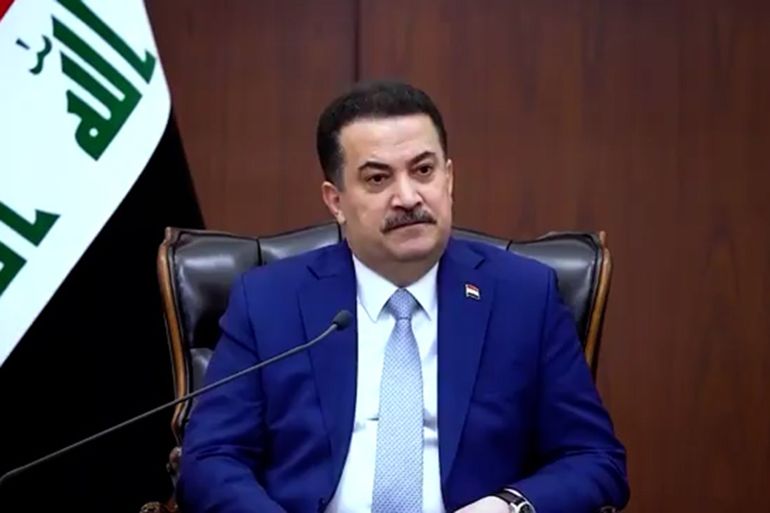 Le Premier ministre Mohammed Chiaa al‑Soudani lors d'une déclaration