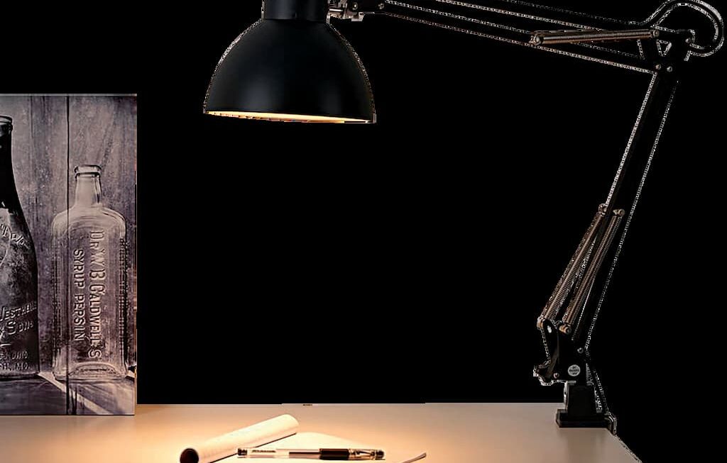 Lampe de bureau Ikea et accessoires de rentrée (gris foncé)