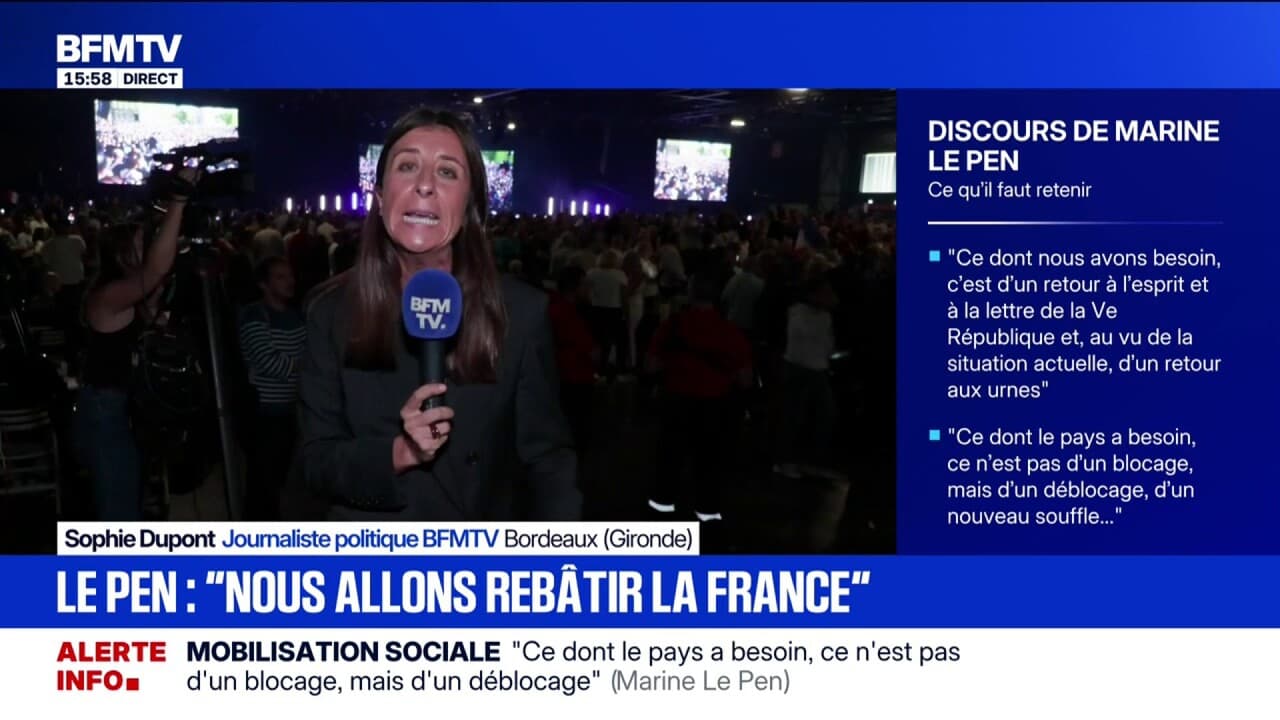 Marine Le Pen lors d'un discours de rentrée