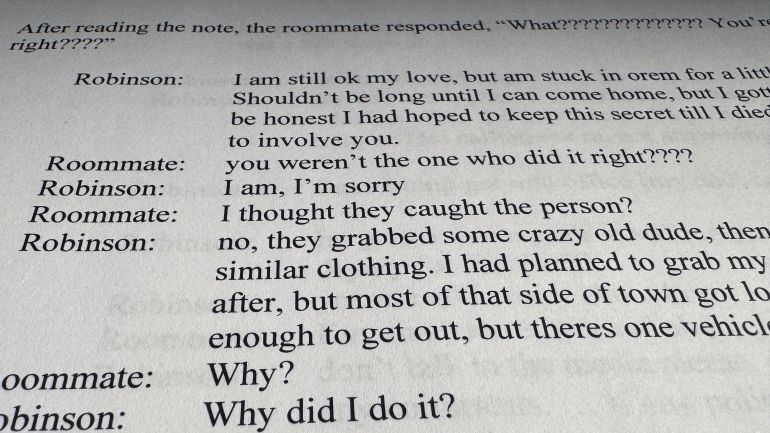 Extrait du document d'accusation dans l'affaire contre Tyler Robinson