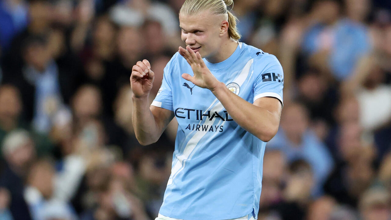 Erling Haaland célèbre un but en Ligue des champions