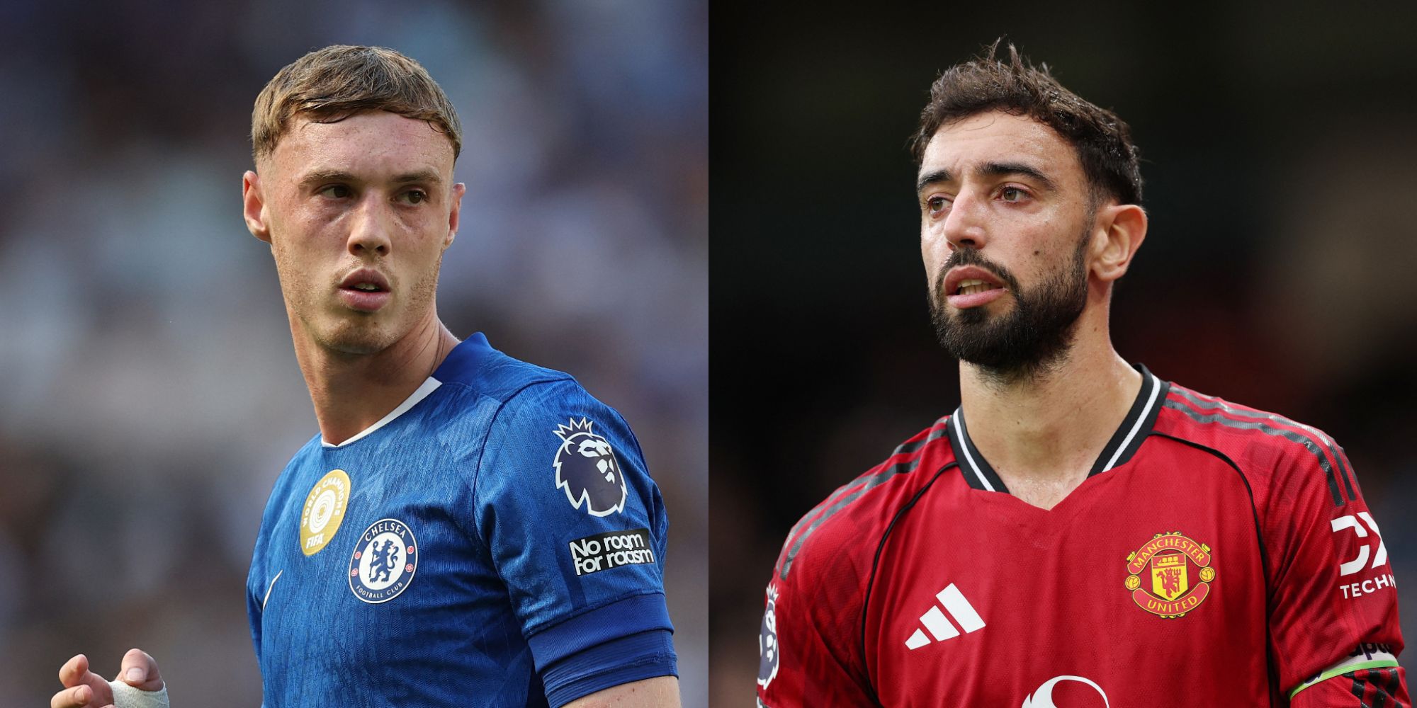 Cole Palmer face à Bruno Fernandes en match