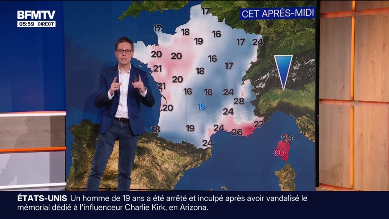 Carte des prévisions météo en France, 21 septembre 2025