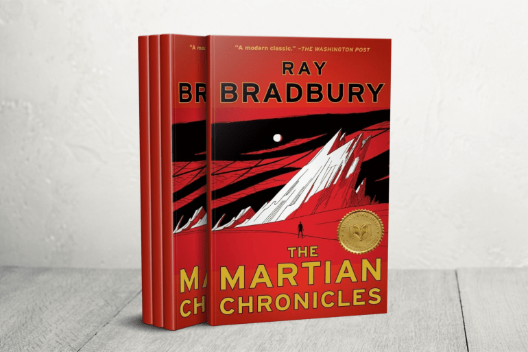 Couverture de The Martian Chronicles, évoquant l'extermination des indigènes martiens