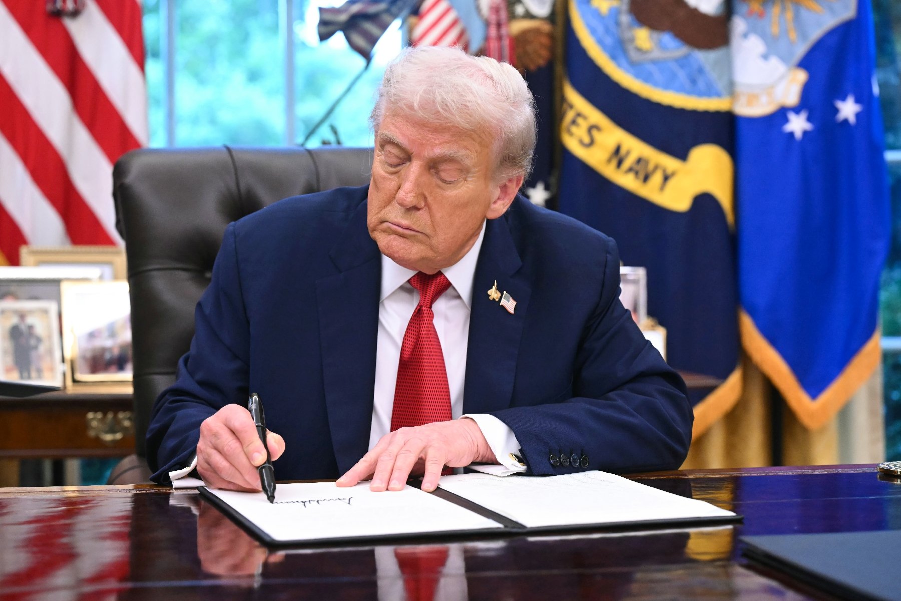 Trump lors d'une conférence sur les droits de douane