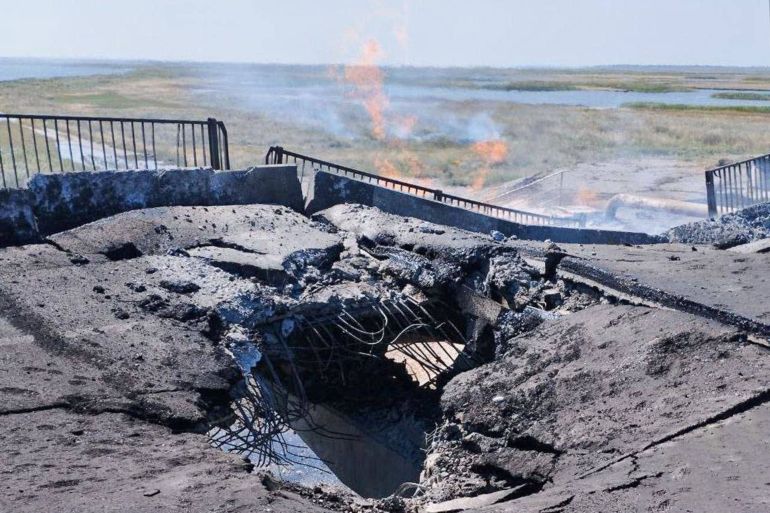 Pont de Chongar endommagé reliant Kherson à la Crimée