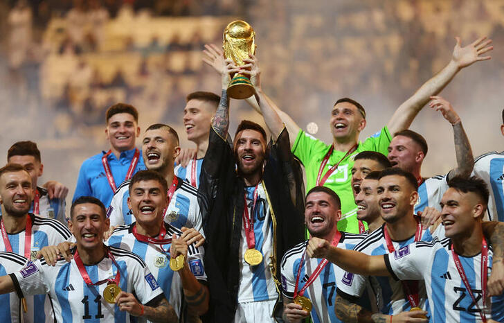 Célébration de l'Argentine au stade de Lusail après la Coupe du Monde 2022