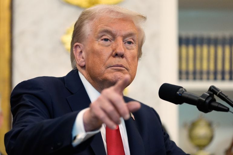Le président Donald Trump s'exprimant à la Maison Blanche