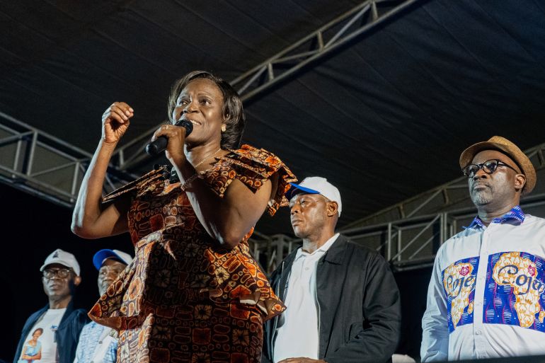 Simone Ehivet Gbagbo lors d’un meeting à Guiberoua