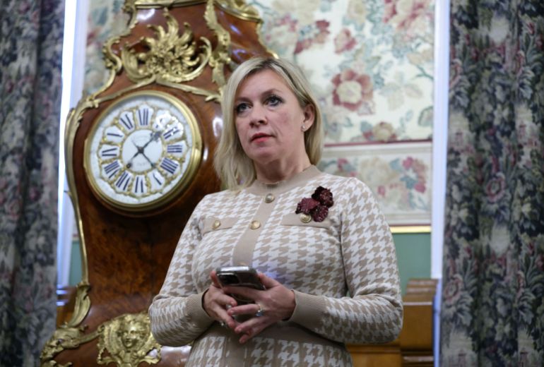 Maria Zakharova lors d'une conférence de presse