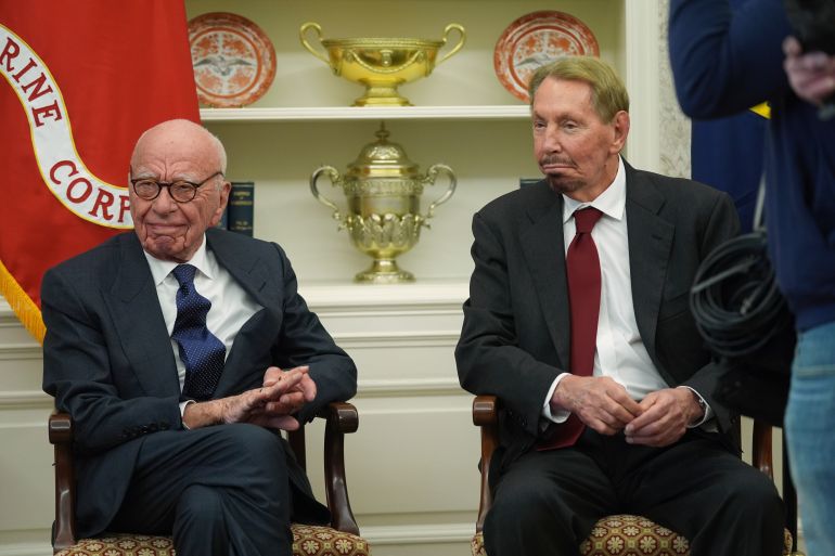 Larry Ellison au Bureau Ovale lors de la signature d'un décret, février 2025