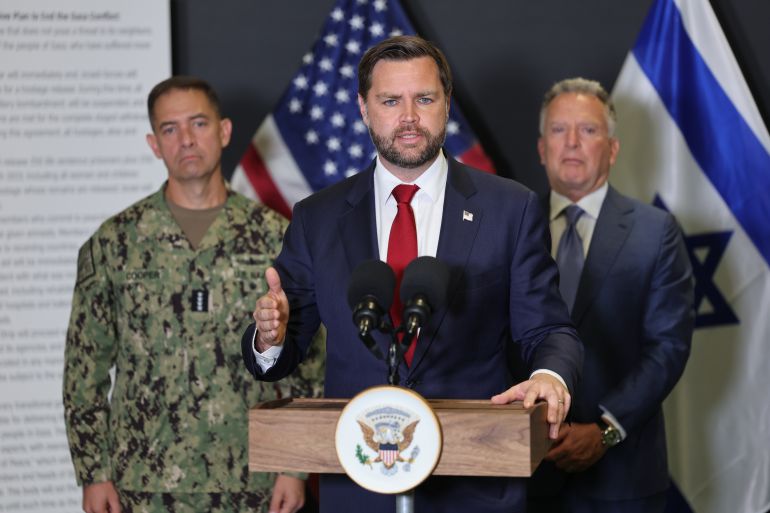 JD Vance lors de l'inauguration du Centre de coordination civile et militaire à Kiryat Gat