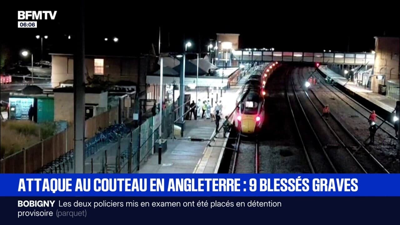 Vue d ensemble montrant une intervention policière autour d un train