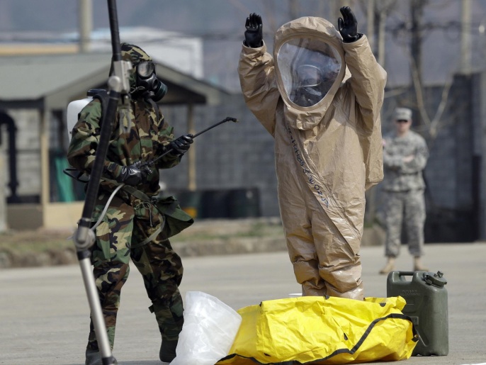 Soldats de la 23e unité chimique américaine en Corée du Sud