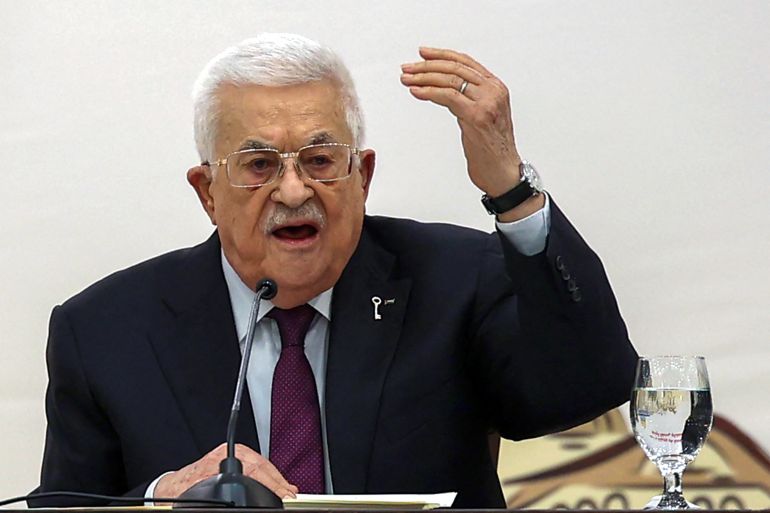 Mahmoud Abbas lors d'une session du Conseil central de la PLO, avril 2025 - AFP